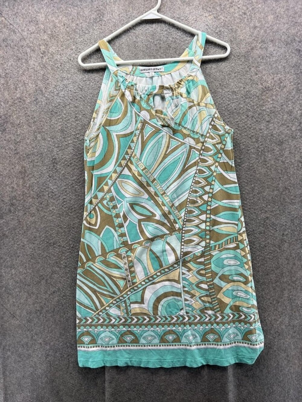 Barbara Gerwit Dress Womens XL Geometric Halter Sleeveless Shift Sundress
